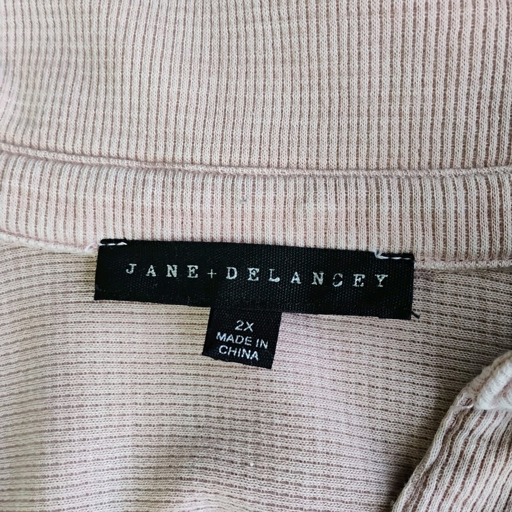Jane & Delancey Waffle Knit Top Beige Womens XXL Grunge Cozy Oversized Pockets - Picture 5 of 9